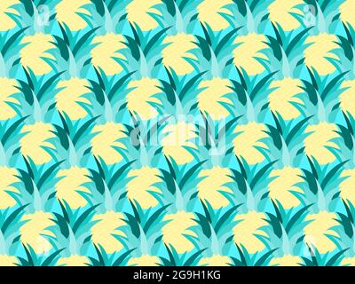 Pineapple seamless pattern. Summer fruit pattern. Pineapple fruit. Tropical background for T-shirts, prints on paper and fabric. Vector illustration Stock Vector