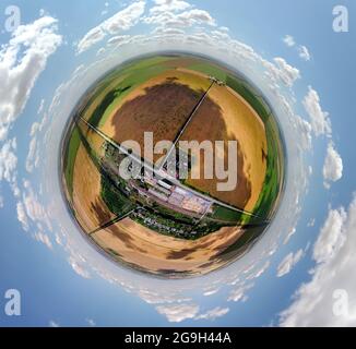 Small planet aerial view of granaries and wheat corn fields in Moldova spherical panorama on DJi Mavic Mini 2 Stock Photo Alamy