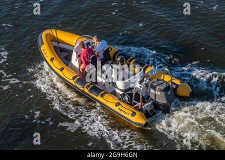 large RIB rigid inflatable boat on the sea or water underway