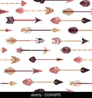 Vector seamless pattern with boho arrows in the flat style. Stock Vector