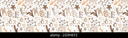 Doodle Christmas Vector Seamless Pattern Stock Vector