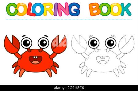 Premium Vector | Coloring page for kids with cartoon crab character