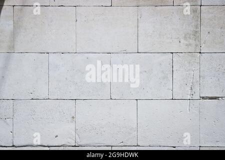 Abstract background of white cement blocks. Marble white brick texture. Stock Photo