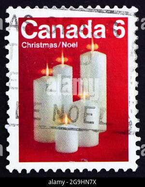 CANADA - CIRCA 1972: a stamp printed in the Canada shows Candles, Christmas, circa 1972 Stock Photo