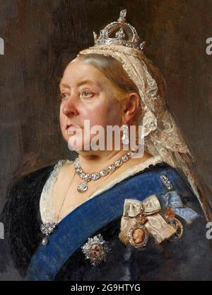 Queen Victoria. Portrait by Heinrich von Angeli,  oil on canvas, 1890 Stock Photo