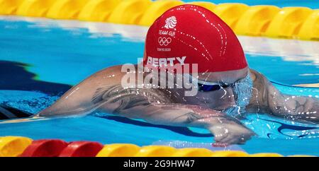 Tokyo, Japan. 26th July, 2021. Adam Peaty of (GBR) compete in Men's 100m Breaststroke Final during the Tokyo 2020 Olympics at the Tokyo Aquatics Centre on Monday, July 26, 2021 in Tokyo. (Credit Image: © Paul Kitagaki Jr./ZUMA Press Wire) Stock Photo