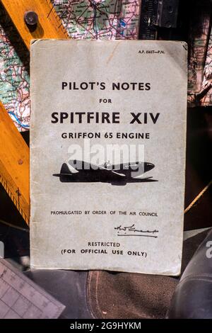 WW2  Royal Air Force booklet Pilot's Notes for Spitfire XIV Griffon 65 Engine Stock Photo