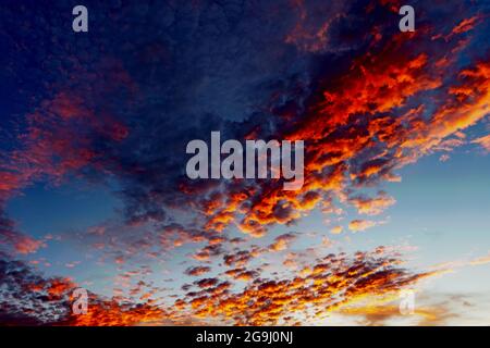 Afterglow, sky with altocumulus clouds Stock Photo