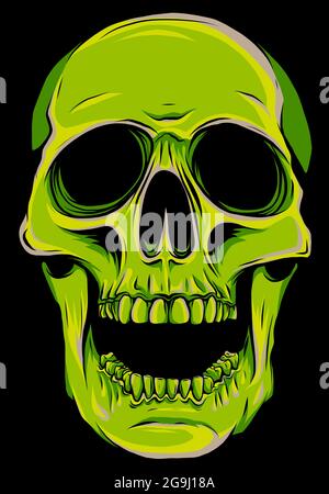 vector illustration of human skull on black background Stock Vector