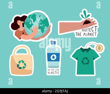 five green lifestyle set icons Stock Vector