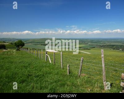 The South Downs Way at Firle Beacon near Lewes, Sussex. Stock Photo