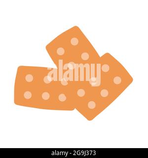 square cookies with stripes on an isolated background. Appetizer or dessert. Flat design element. Unhealthy food. Illustration. Stock Vector