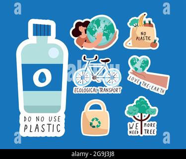 seven green lifestyle set icons Stock Vector
