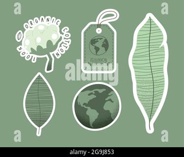 five ecological garment set icons Stock Vector