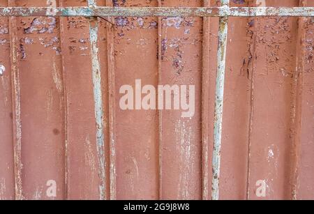 Texture of the old concrete wall for background. Reinforced concrete with damaged and rusty metal fittings. Stock Photo