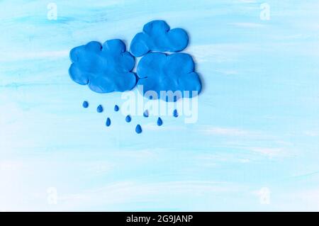 Rain clouds. Made from plasticine Stock Photo