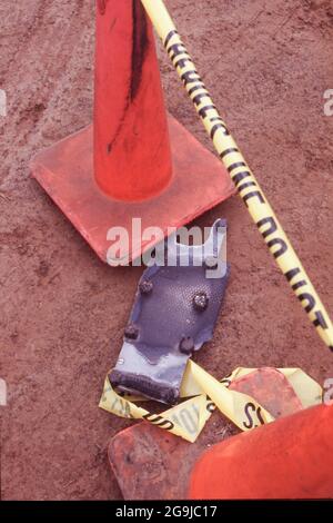 Texas Accidents & Disasters:  ©2003 Pieces of debris found outside St. Augustine and scattered throughout east Texas in the aftermath of the Space Shuttle Columbia disaster that broke up over east Texas in February, 2003. Stock Photo