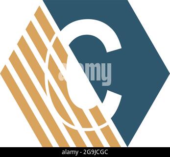 Letter C behind the hexagon with strip design vector Stock Vector