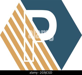 Letter P behind the hexagon with strip design vector Stock Vector