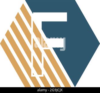 Letter F behind the hexagon with strip design vector Stock Vector