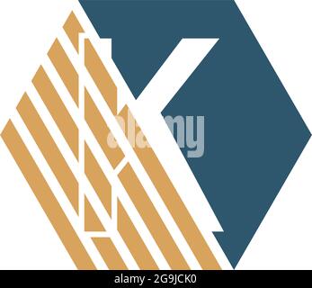 Letter K behind the hexagon with strip design vector Stock Vector