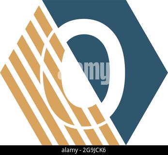 Letter O behind the hexagon with strip design vector Stock Vector