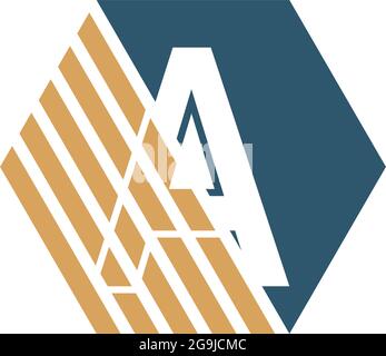 Letter A behind the hexagon with strip design vector Stock Vector