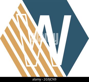 Letter W behind the hexagon with strip design vector Stock Vector