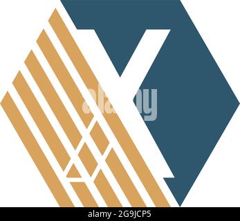 Letter X behind the hexagon with strip design vector Stock Vector
