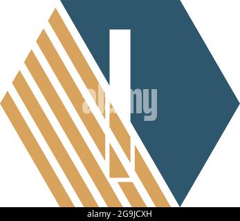 Letter I behind the hexagon with strip design vector Stock Vector