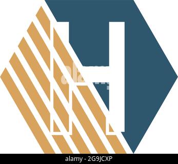 Letter H behind the hexagon with strip design vector Stock Vector
