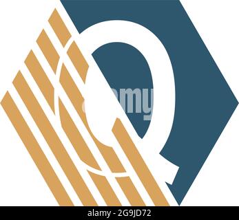 Letter Q behind the hexagon with strip design vector Stock Vector
