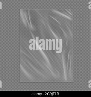 Realistic plastic wrap texture . Stretched polyethylene cover Stock Vector