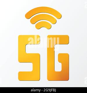 Vector golden icon network sign 5G. 5g internet technology symbol in minimalism style. Business infographic. Vector template design for creative Stock Vector