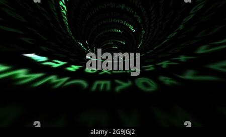 Driving through the binary data tunnel Stock Photo