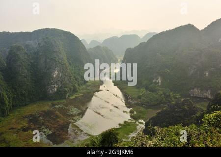 Karsts from Mua Cave viewpoint, Tam Coc, Ninh Binh, Vietnam Stock Photo