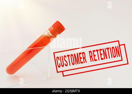 Text caption presenting Customer Retention. Internet Concept activities companies take to reduce user defections Presenting Medical Samples Laboratory Stock Photo
