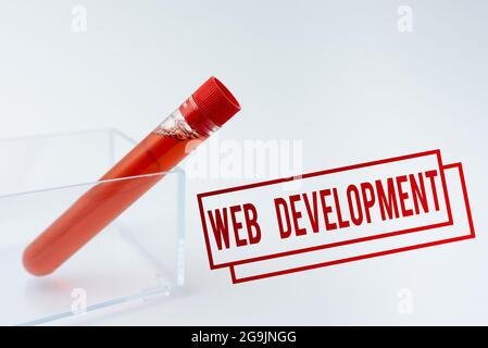 Handwriting text Web Development. Business approach work involved in developing a website for the Internet Presenting Medical Samples Laboratory Stock Photo