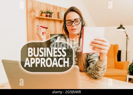 Handwriting text Business Approach. Internet Concept long term plan of action designed to achieve a target goal Abstract Writing New Blog Content Stock Photo