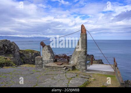 Old winch in Stapavik Bay, Fljotsdalsherao, Austurland, Iceland Stock Photo