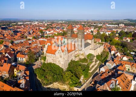 Aerial of the Unesco world heritage site the town of Quedlinburg, Saxony-Anhalt, Germany