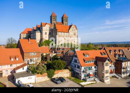 Aerial of the Unesco world heritage site the town of Quedlinburg, Saxony-Anhalt, Germany