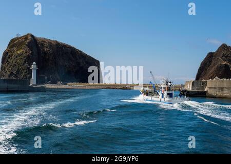 Oronkoiwa Rock, Unesco world heritage site Shiretoko National Park, Hokkaido, Japan Stock Photo