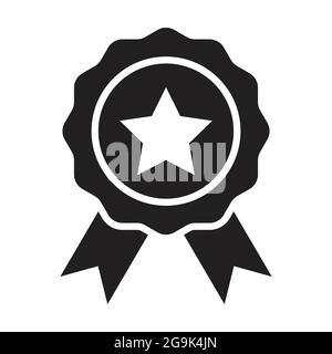 Badge icon vector star with ribbons icon vector for graphic design, logo, web site, social media, mobile app, ui Stock Vector