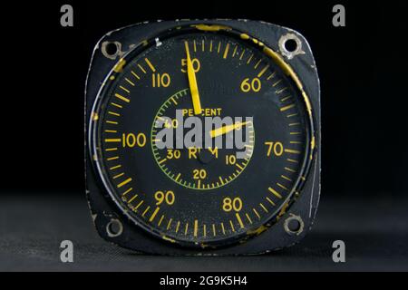 Tachometer old analog instrument vintage dial hands Stock Photo