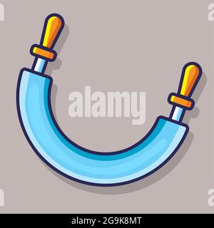 mezzaluna knife kitchen utensil isolated vector illustration in flat style Stock Vector
