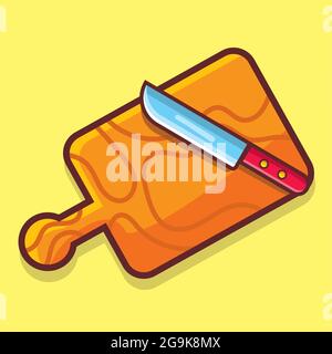 knife with cutting board isolated vector illustration in flat style Stock Vector