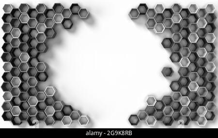 3d rendering image of hexagon solid shape on white background. Stock Photo