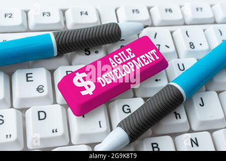 Conceptual caption Agile Development. Word for alliance between selforganizing crossfunctional team Creating New Word Processing Program, Fixing Stock Photo