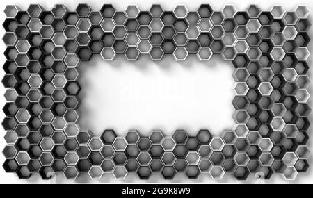 3d rendering image of hexagon solid shape on white background. Stock Photo